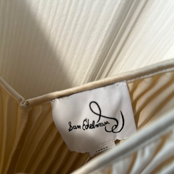 SAM Tan Pleated Ruffled V-Neck Knee-Length Sundress - Picture 2 of 5